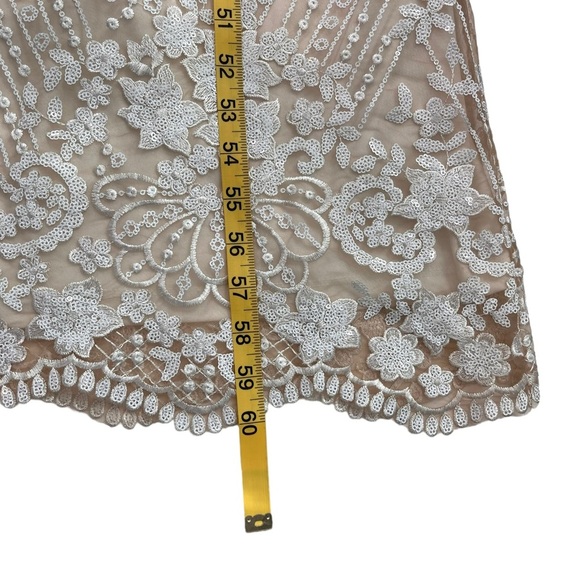 Adrianna Papell NWT Sequin Popover Mermaid Gown in Pearl Size 6 - Picture 16 of 16